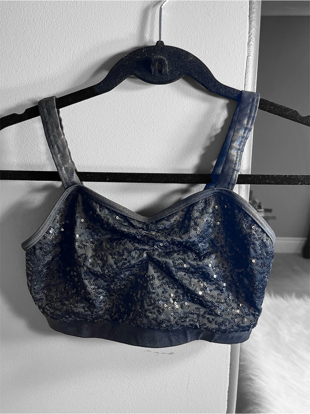 Sequin-Embellished Black Bralette by JB Small
